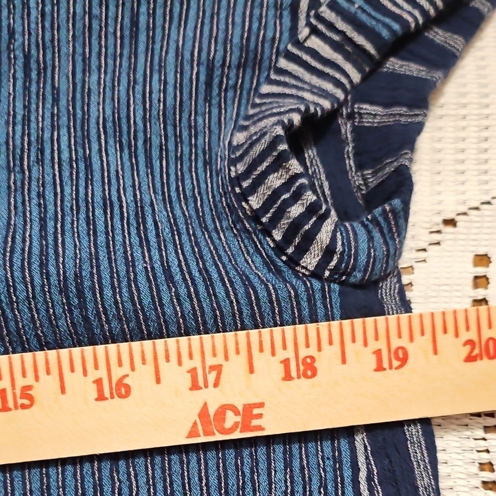 Wonderly Navy and Light Blue Striped Shirt 100% Cotton - Picture 7 of 11